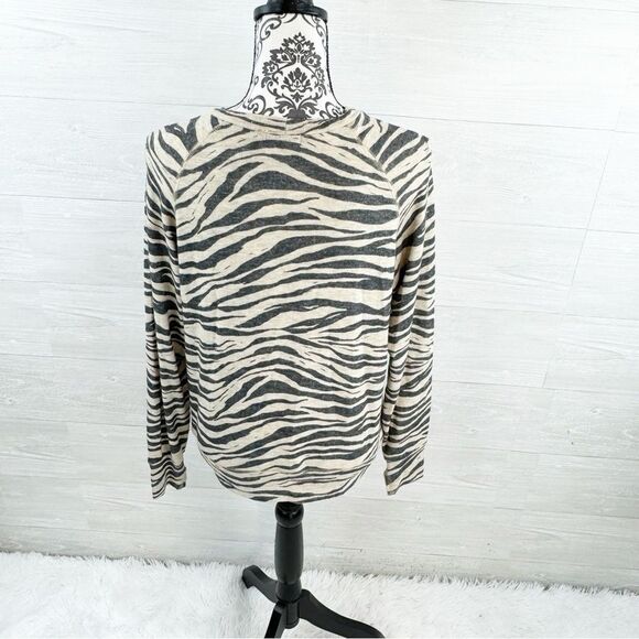 LNA Revolve Jillyan Zebra Print Raglan Sweatshirt Top - Picture 5 of 8